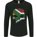 South Africa Skull African Flag Gym Biker Mens Long Sleeve T-Shirt Black