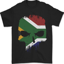 South Africa Skull African Flag Gym Biker Mens T-Shirt 100% Cotton Black