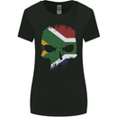 South Africa Skull African Flag Gym Biker Womens Wider Cut T-Shirt Black