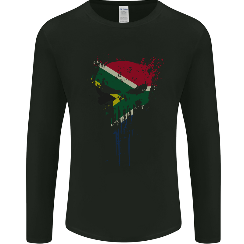 South Africa Skull Gym Training Bodybuilding Mens Long Sleeve T-Shirt Black