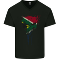 South Africa Skull Gym Training Bodybuilding Mens V-Neck Cotton T-Shirt Black