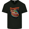 Space Conquerors Alien Flying Saucer UFO Mens V-Neck Cotton T-Shirt Black
