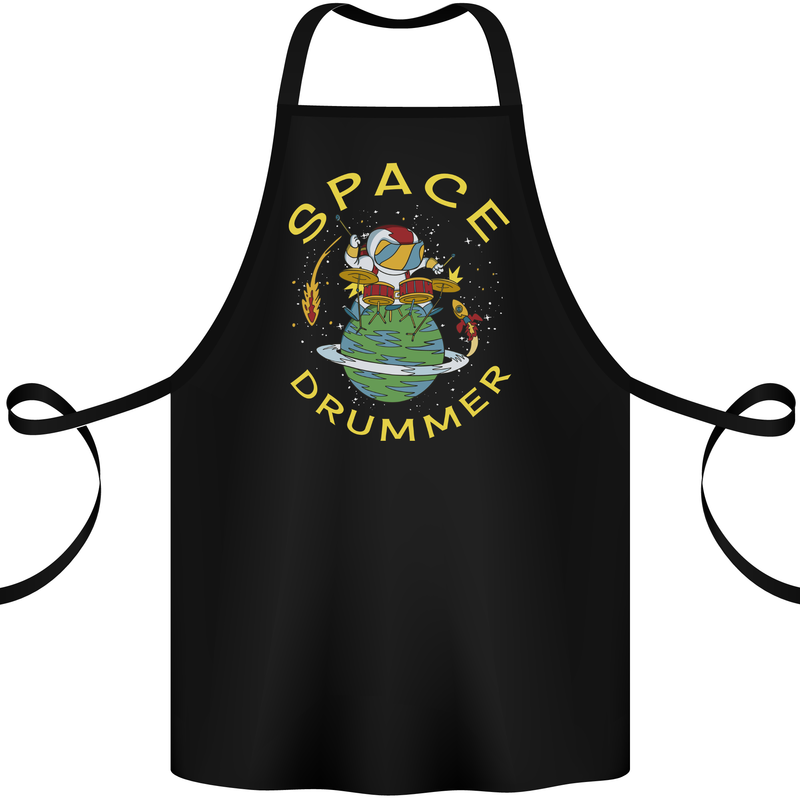 Space Drummer Drumming Astronaut Drum Cotton Apron 100% Organic Black