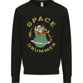 Space Drummer Drumming Astronaut Drum Mens Sweatshirt Jumper Black