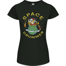 Space Drummer Drumming Astronaut Drum Womens Petite Cut T-Shirt Black