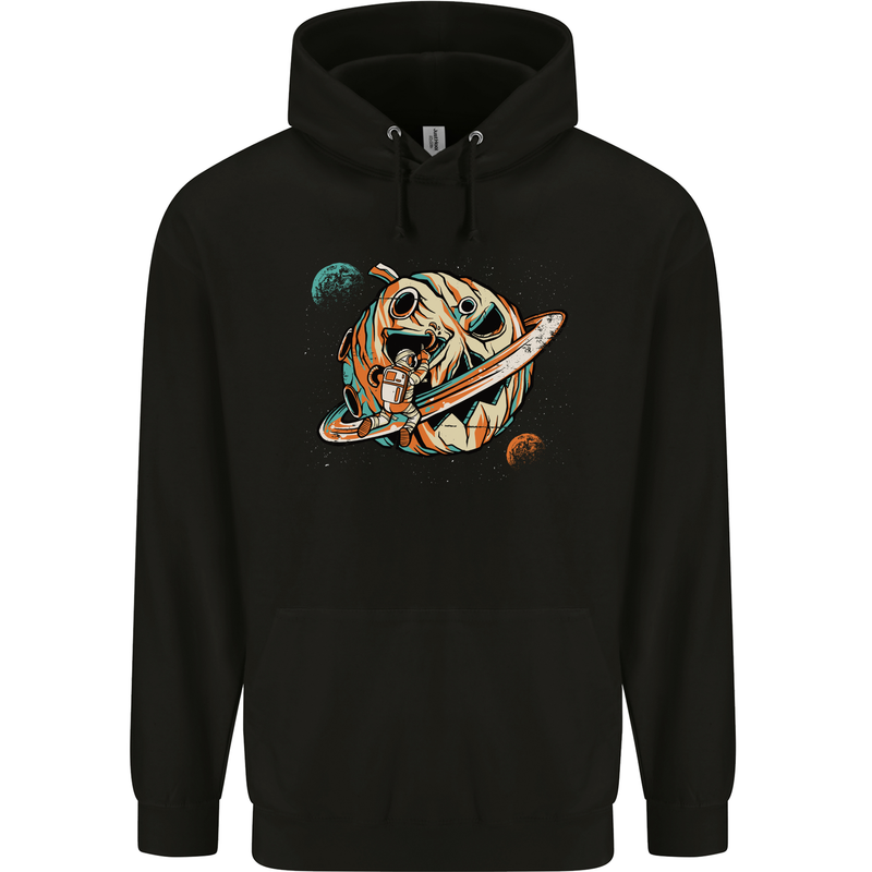 Space Halloween Pumpkin Astronaut Planet Childrens Kids Hoodie Black