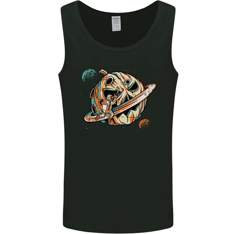 Space Halloween Pumpkin Astronaut Planet Mens Vest Tank Top Black