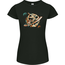 Space Halloween Pumpkin Astronaut Planet Womens Petite Cut T-Shirt Black