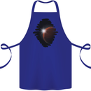 Space Planet Sun Flare Universe Cotton Apron 100% Organic Royal Blue