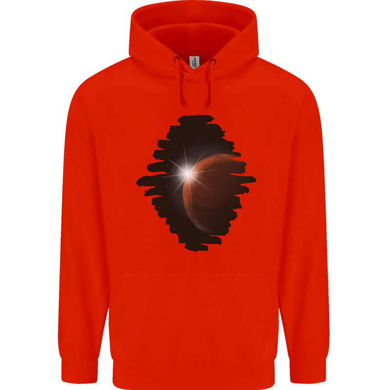 Space Planet Sun Flare Universe Mens 80% Cotton Hoodie Bright Red