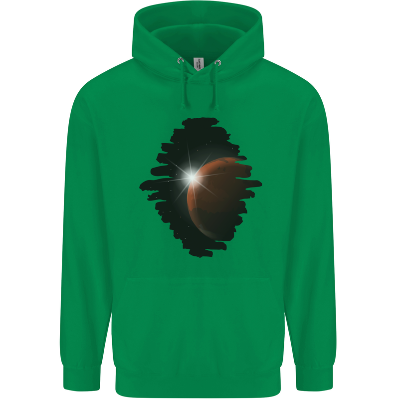 Space Planet Sun Flare Universe Mens 80% Cotton Hoodie Irish Green