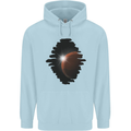 Space Planet Sun Flare Universe Mens 80% Cotton Hoodie Light Blue