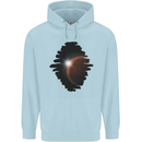 Space Planet Sun Flare Universe Mens 80% Cotton Hoodie Light Blue