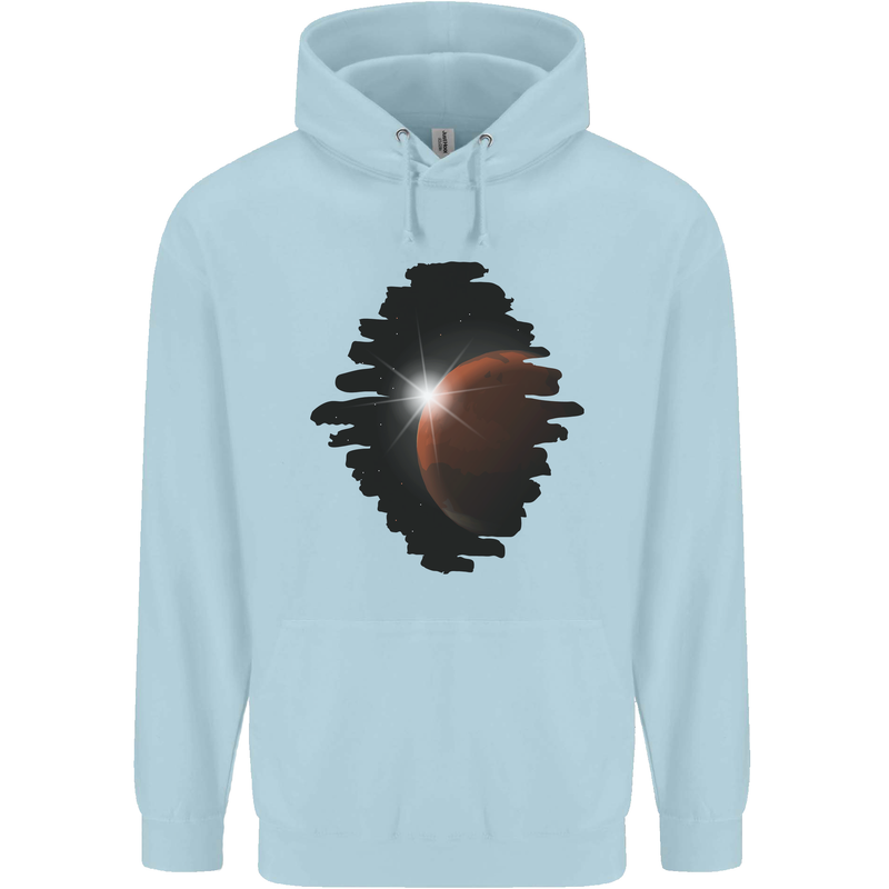 Space Planet Sun Flare Universe Mens 80% Cotton Hoodie Light Blue