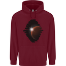 Space Planet Sun Flare Universe Mens 80% Cotton Hoodie Maroon