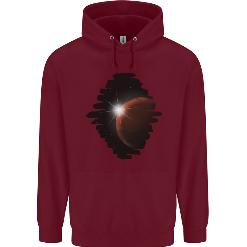 Space Planet Sun Flare Universe Mens 80% Cotton Hoodie Maroon