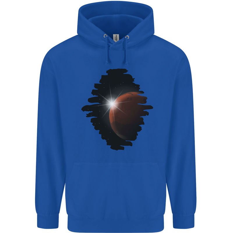 Space Planet Sun Flare Universe Mens 80% Cotton Hoodie Royal Blue