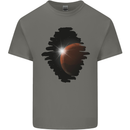 Space Planet Sun Flare Universe Mens Cotton T-Shirt Tee Top Charcoal