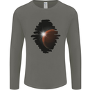 Space Planet Sun Flare Universe Mens Long Sleeve T-Shirt Charcoal