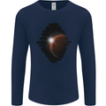 Space Planet Sun Flare Universe Mens Long Sleeve T-Shirt Navy Blue