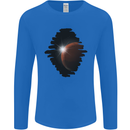 Space Planet Sun Flare Universe Mens Long Sleeve T-Shirt Royal Blue