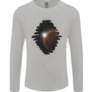 Space Planet Sun Flare Universe Mens Long Sleeve T-Shirt Sports Grey