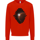Space Planet Sun Flare Universe Mens Sweatshirt Jumper Bright Red