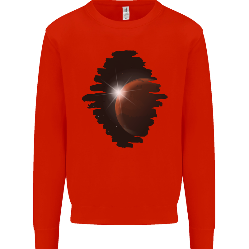 Space Planet Sun Flare Universe Mens Sweatshirt Jumper Bright Red