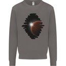 Space Planet Sun Flare Universe Mens Sweatshirt Jumper Charcoal