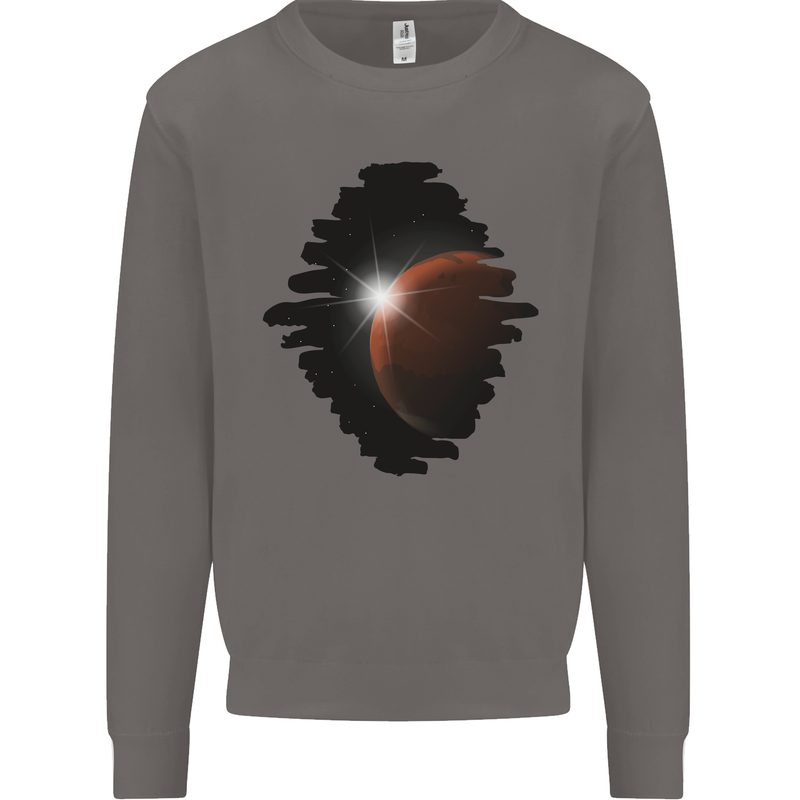 Space Planet Sun Flare Universe Mens Sweatshirt Jumper Charcoal