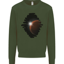 Space Planet Sun Flare Universe Mens Sweatshirt Jumper Forest Green