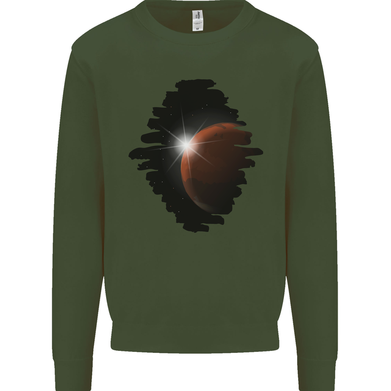 Space Planet Sun Flare Universe Mens Sweatshirt Jumper Forest Green