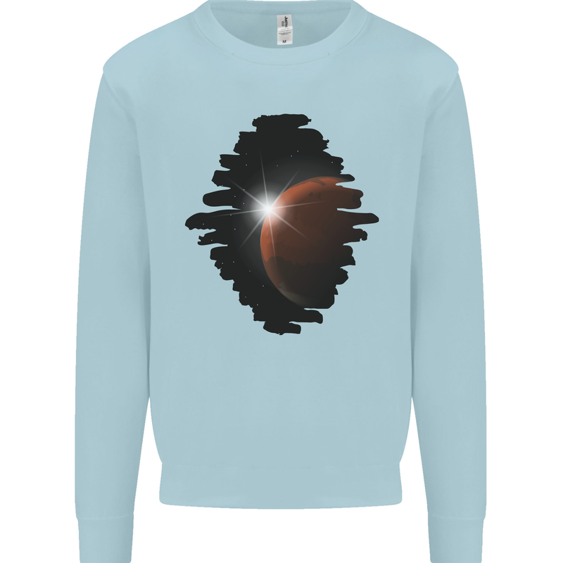 Space Planet Sun Flare Universe Mens Sweatshirt Jumper Light Blue