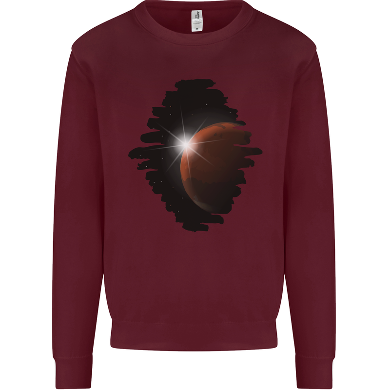 Space Planet Sun Flare Universe Mens Sweatshirt Jumper Maroon
