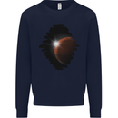 Space Planet Sun Flare Universe Mens Sweatshirt Jumper Navy Blue
