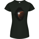Space Planet Sun Flare Universe Womens Petite Cut T-Shirt Black