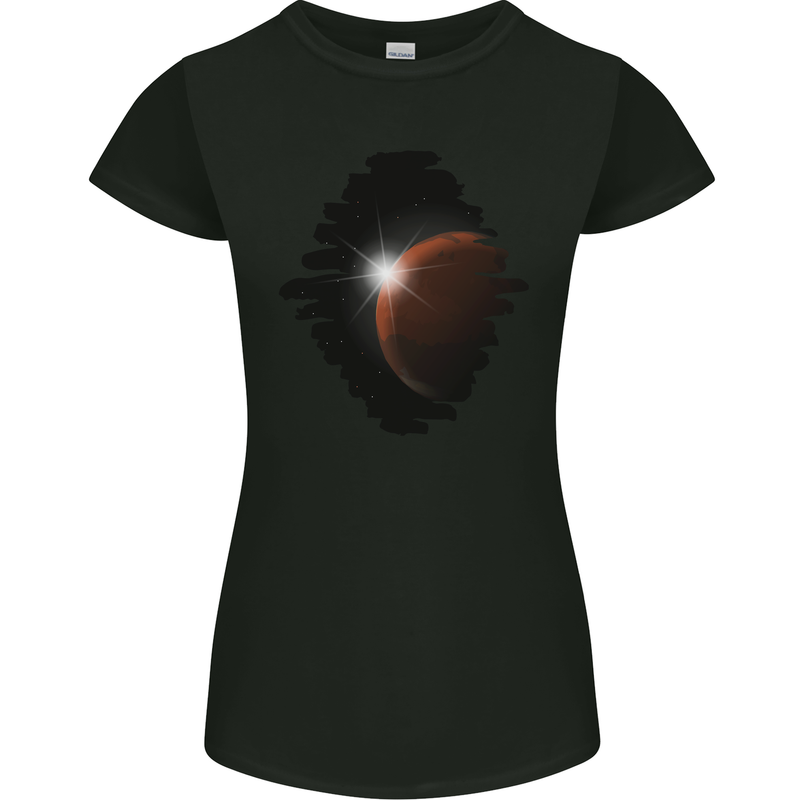 Space Planet Sun Flare Universe Womens Petite Cut T-Shirt Black