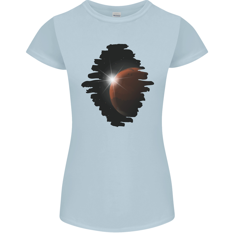 Space Planet Sun Flare Universe Womens Petite Cut T-Shirt Light Blue
