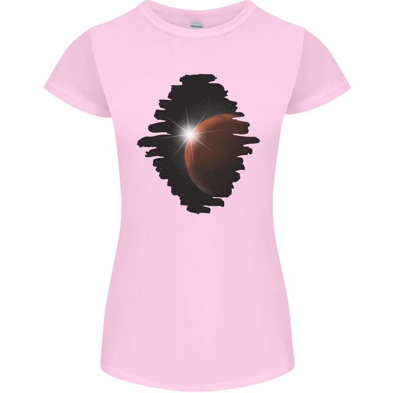 Space Planet Sun Flare Universe Womens Petite Cut T-Shirt Light Pink