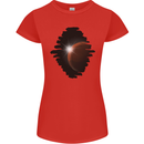 Space Planet Sun Flare Universe Womens Petite Cut T-Shirt Red