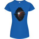 Space Planet Sun Flare Universe Womens Petite Cut T-Shirt Royal Blue