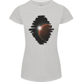 Space Planet Sun Flare Universe Womens Petite Cut T-Shirt Sports Grey