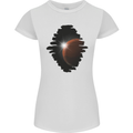 Space Planet Sun Flare Universe Womens Petite Cut T-Shirt White