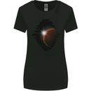 Space Planet Sun Flare Universe Womens Wider Cut T-Shirt Black