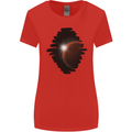 Space Planet Sun Flare Universe Womens Wider Cut T-Shirt Red