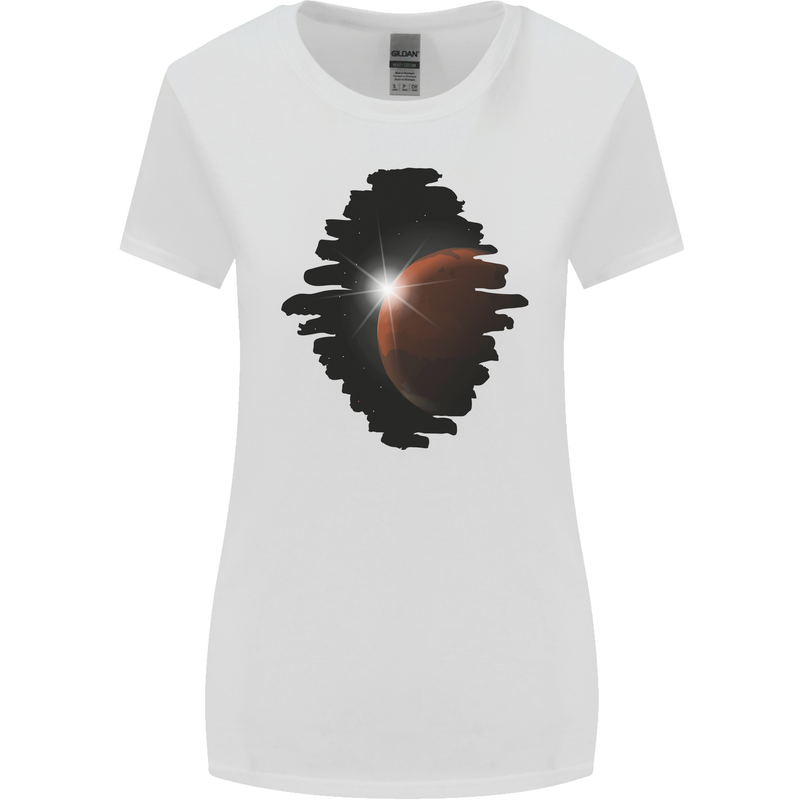Space Planet Sun Flare Universe Womens Wider Cut T-Shirt White