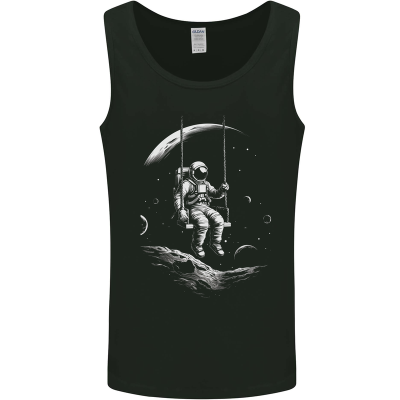 Space Swing Astronaut Spaceman Moon Fantasy Mens Vest Tank Top Black