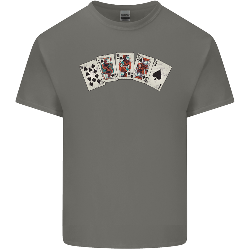 Spade Flush Poker Kids T-Shirt Childrens Charcoal