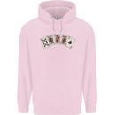 Spade Flush Poker Mens 80% Cotton Hoodie Light Pink