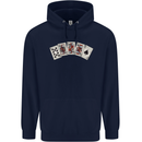 Spade Flush Poker Mens 80% Cotton Hoodie Navy Blue